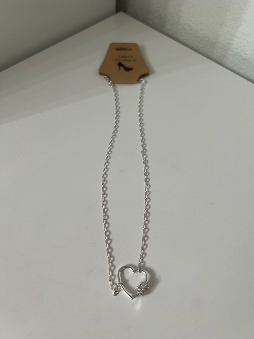 Fashion Silver Heart Necklace with Flower Accent - Silver